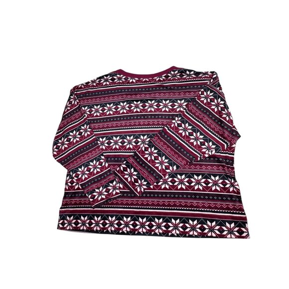 Nautica Womens Size XXL 2X Pajama Set Nordic Print Cotton Blend Red Navy Fleece - Picture 11 of 16